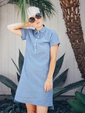 Tradlands Chambray Shirt Dress Cotton Linen Blend XXS